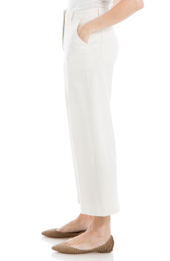 Max Studio Wide Leg Crop Cotton Piqué Pants In Ecru