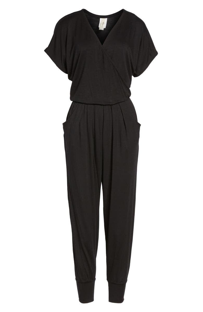 Loveappella Short Sleeve Wrap Top Jumpsuit Nordstrom