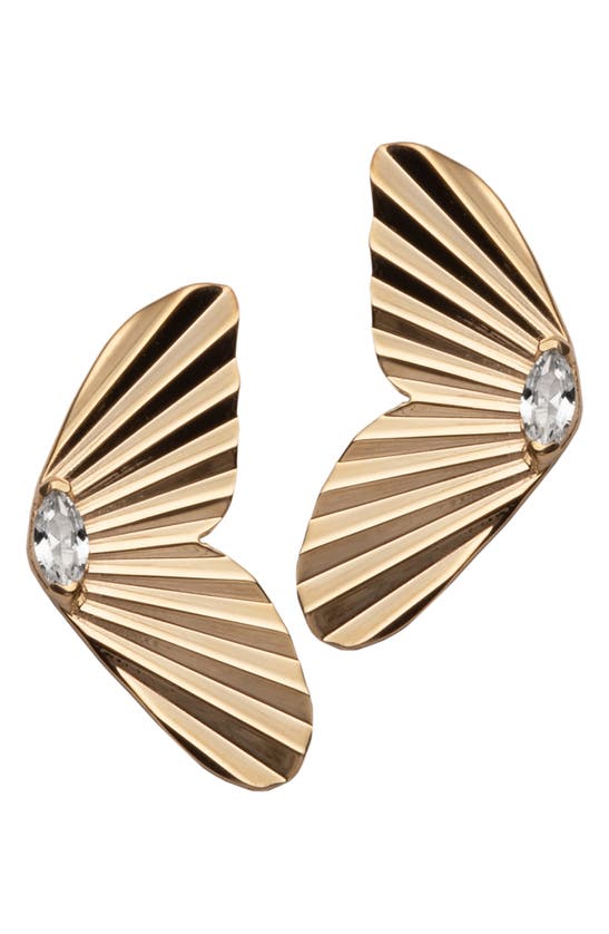 Shop Jennifer Zeuner Ivy Crystal Drop Earrings In 14k Yellow Gold Plated Silver