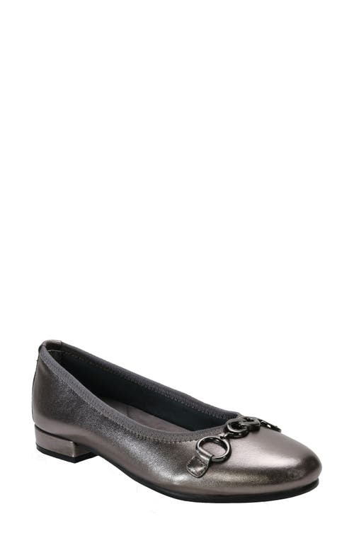 Shop David Tate Omega Flat In Pewter Lamb