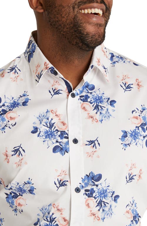 Shop Johnny Bigg William Regular Fit Floral Stretch Cotton Button-up Shirt In White/pink/blue