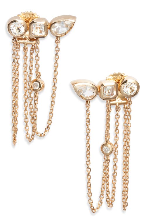 Anzie Women's Cléo Mlia Triple Stone 14k Yellow Gold, 0.12 Tcw Diamond & Topaz Earrings In Yellow Gold