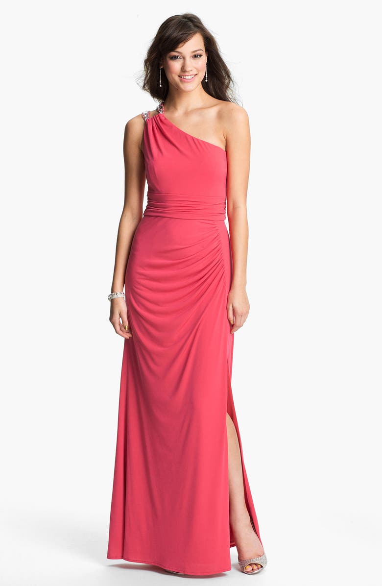 Hailey by Adrianna Papell Embellished One Shoulder Gown (Online ...