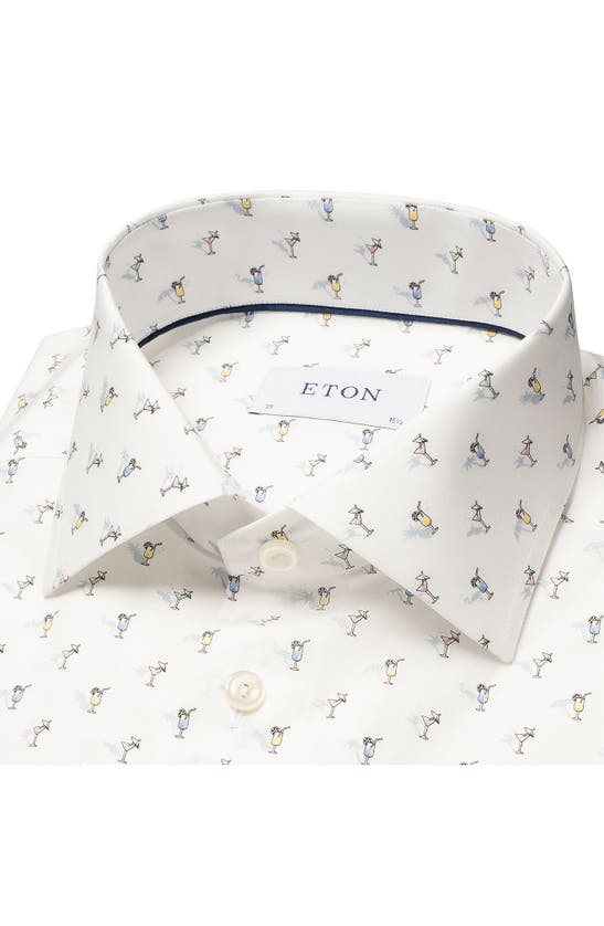 Shop Eton Contemporary Fit Drink Print Short Sleeve Shirt In Natural