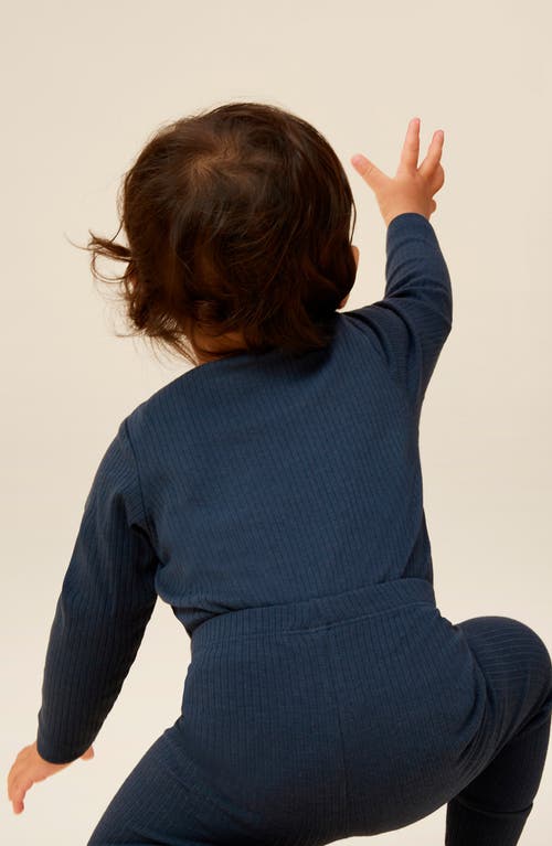 Mori Rib Long Sleeve Bodysuit In Navy