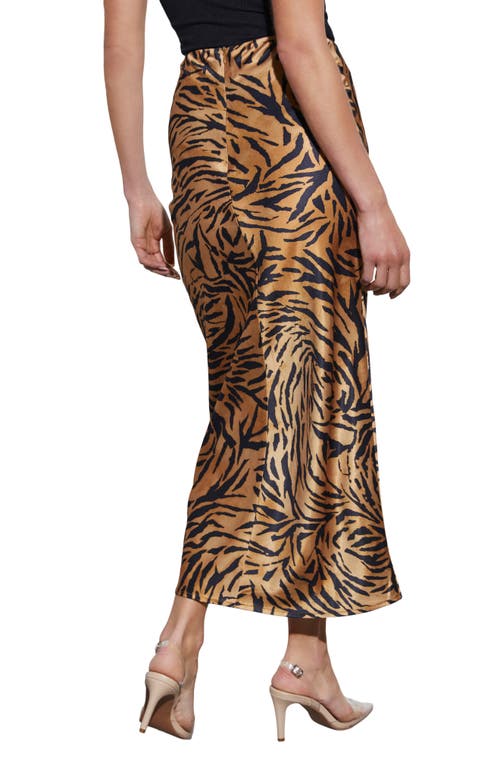 Shop Vici Collection Tahiti Animal Print Satin Maxi Skirt In Tan/black