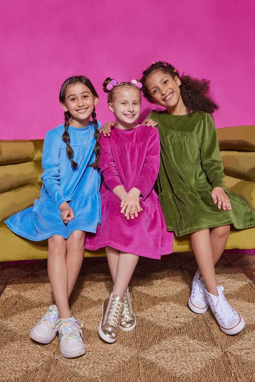 Bisby Kids' Velour Lisle Dress In Magenta Velour
