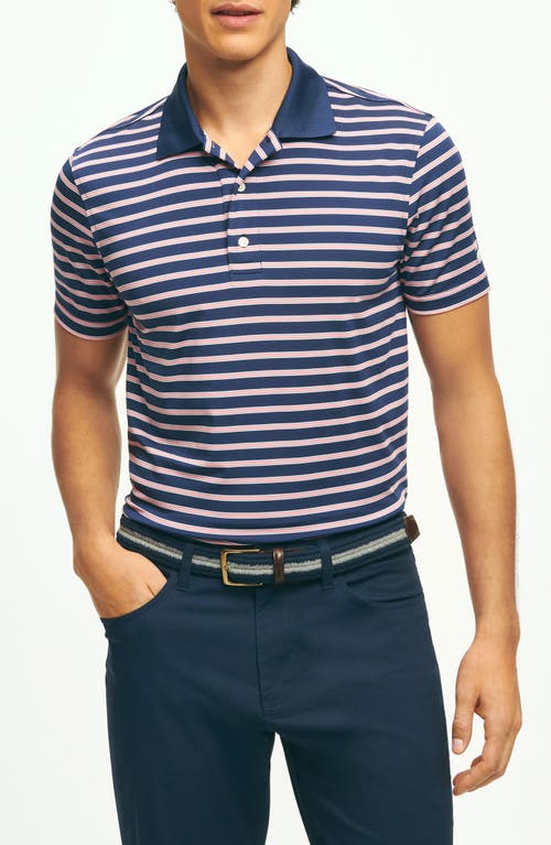 Brooks Brothers Stripe Performance Golf Polo in Navy Multi 