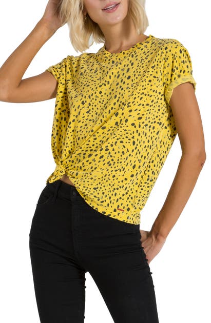 Click to view more detailed imagery on our partner's website N:philanthropy Shanghai Distressed Cheetah Print T-shirt In Mellow Yellow Space Cheetah