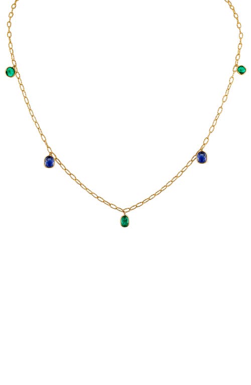 Mindi Mond Burma Sapphire & Colombian Emerald Station Necklace in 18K Yellow Gold at Nordstrom, Size 8.5 Us