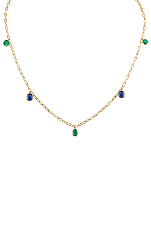 Shop Mindi Mond Burma Sapphire & Colombian Emerald Station Necklace In 18k Yellow Gold