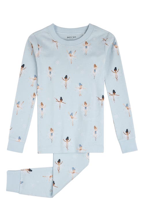 Petit Lem Babies'  Sugar Plum Fairy Holiday Print Fitted Organic Cotton Two-piece Pajamas In Light Blue