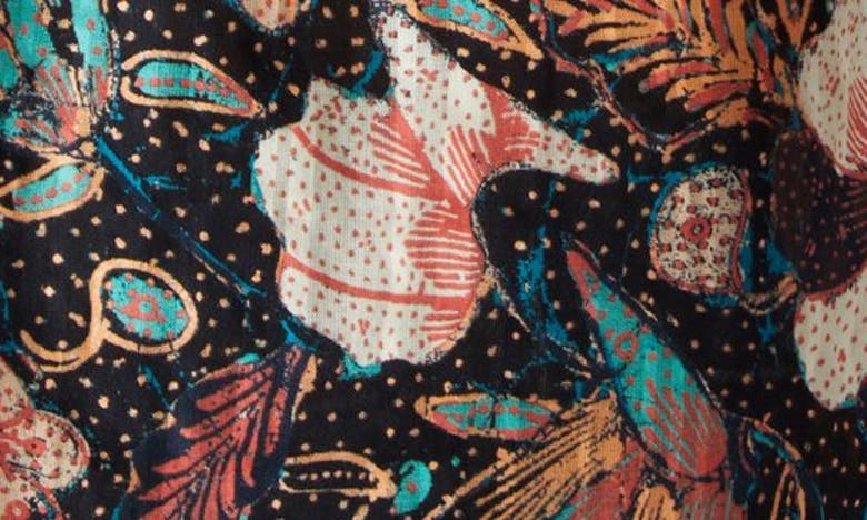Shop Ulla Johnson Andi Floral Print Tie Neck Top In Obsidian Botanica