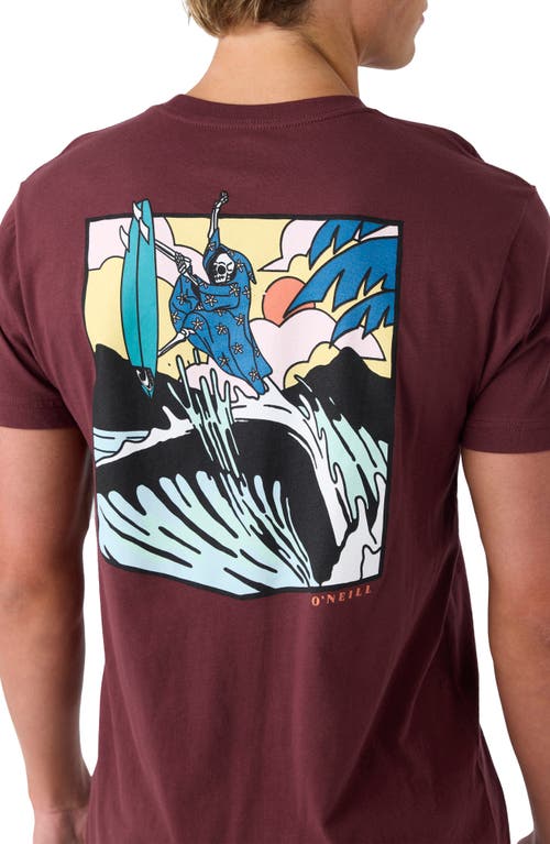 Shop O'neill Nosepick Cotton Graphic T-shirt In Burgundy