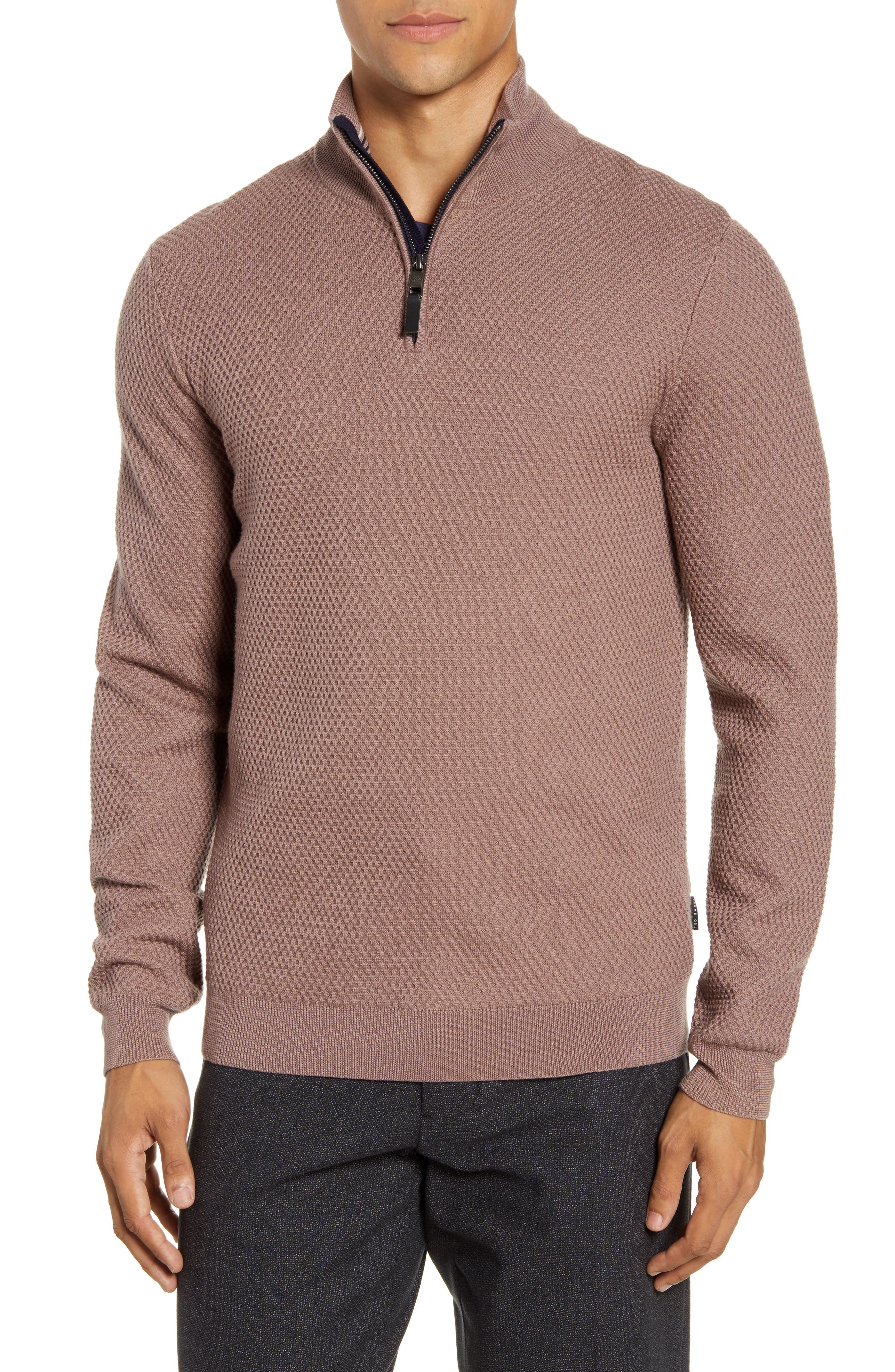 slim fit quarter zip sweater