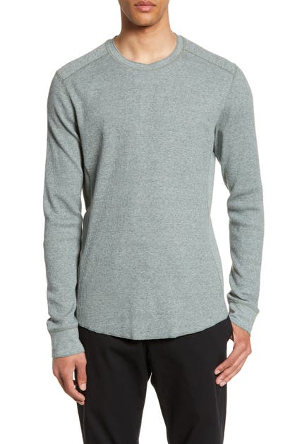 Vince Slim Fit Waffle Knit Long Sleeve T-shirt In H Aqua Marine/ H Med Grey