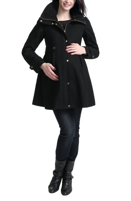 Kimi and Kai Olivia Wool Blend Maternity Coat Black at Nordstrom,