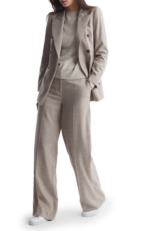 Reiss Oatmeal Wool Blend Wide Leg Suit Trousers In Oatmeal
