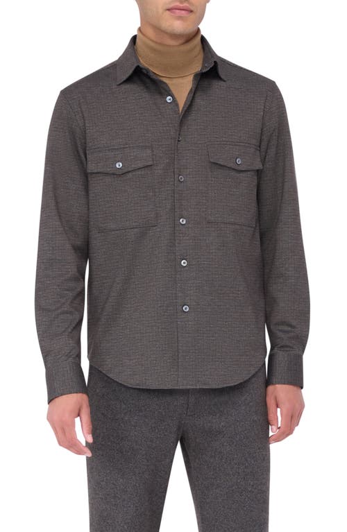 Shop Bugatchi Check Knit Shirt Jacket In Truffle