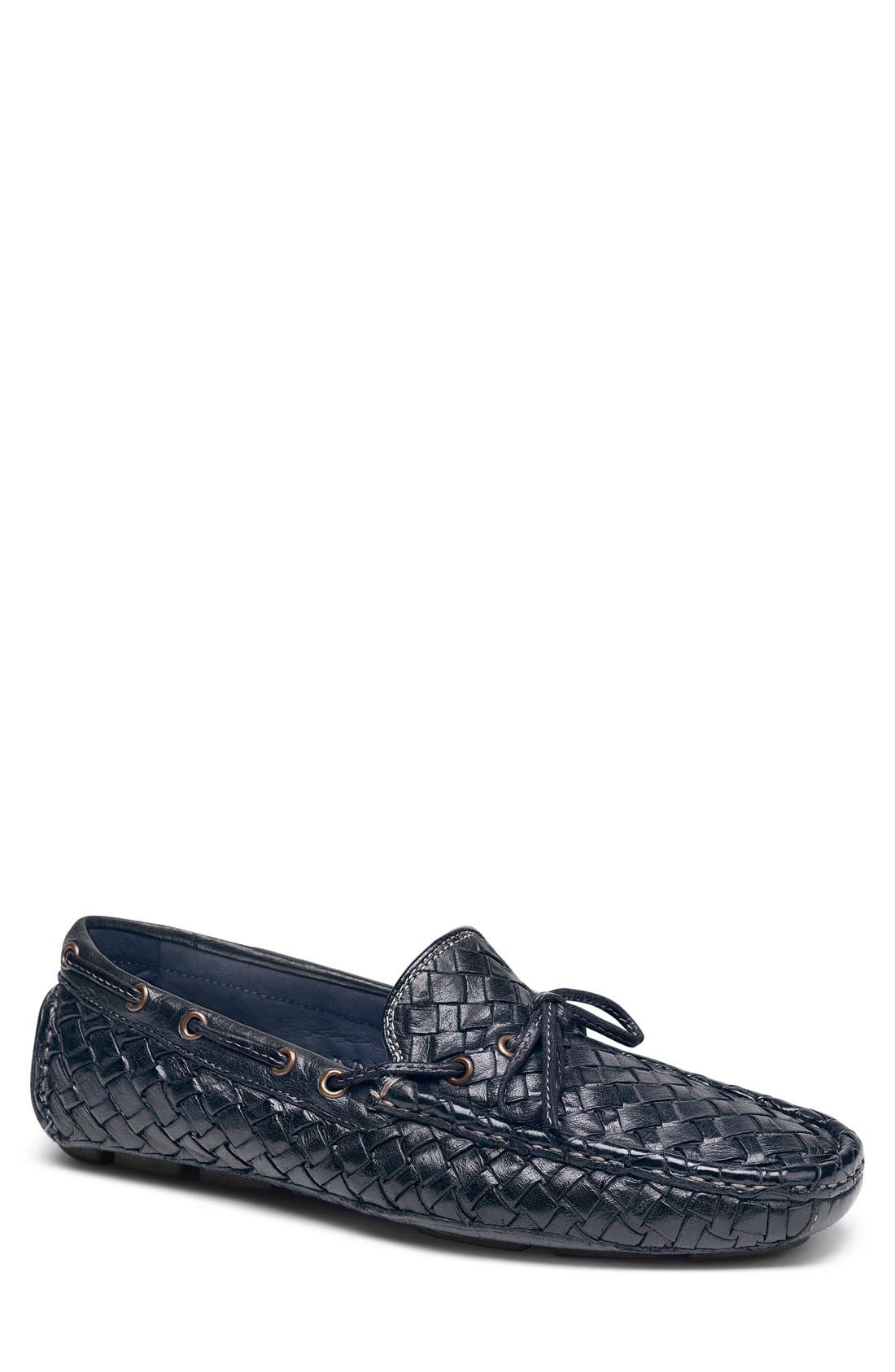 Trask Riddick Woven Leather Moc Loafer In Navy ModeSens