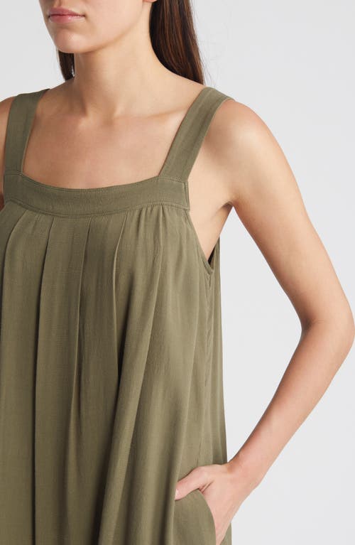 Shop Treasure & Bond Pleated Sleeveless Shift Minidress In Olive Kalamata