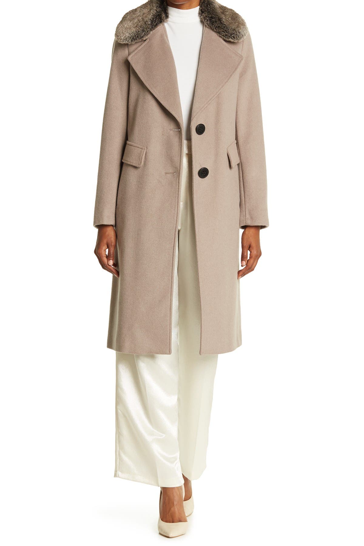 calvin klein faux wool trench coat