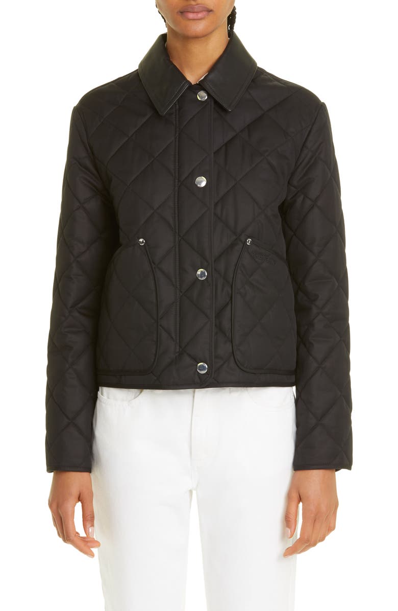 Burberry Lanford Diamond Quilted Jacket with Leather Collar | Nordstrom