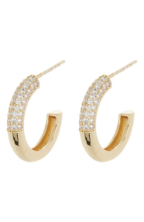 Pavé Cubic Zirconia Hoop Earrings