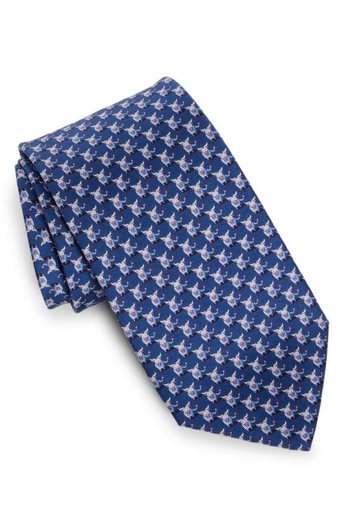 FERRAGAMO Cow Print Silk Tie in Bluette at Nordstrom