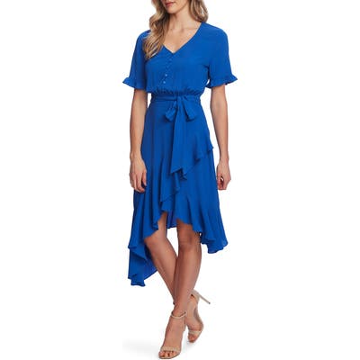 Cece Ruffle Belted High/low Dress, Blue