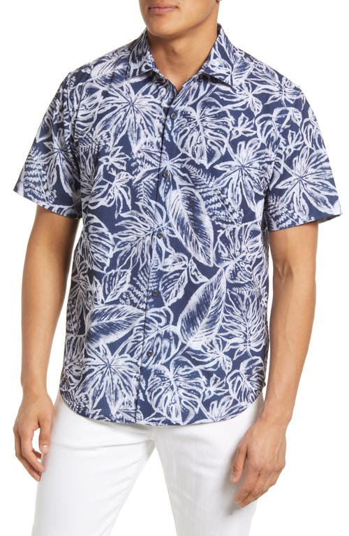 Tommy Bahama Men's Oatmeal Sport Printed Reign Forest Fronds Short Sleeve  Shirt - Maroon U