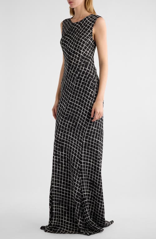 Shop Dries Van Noten Devona Grid Print Gown In Black