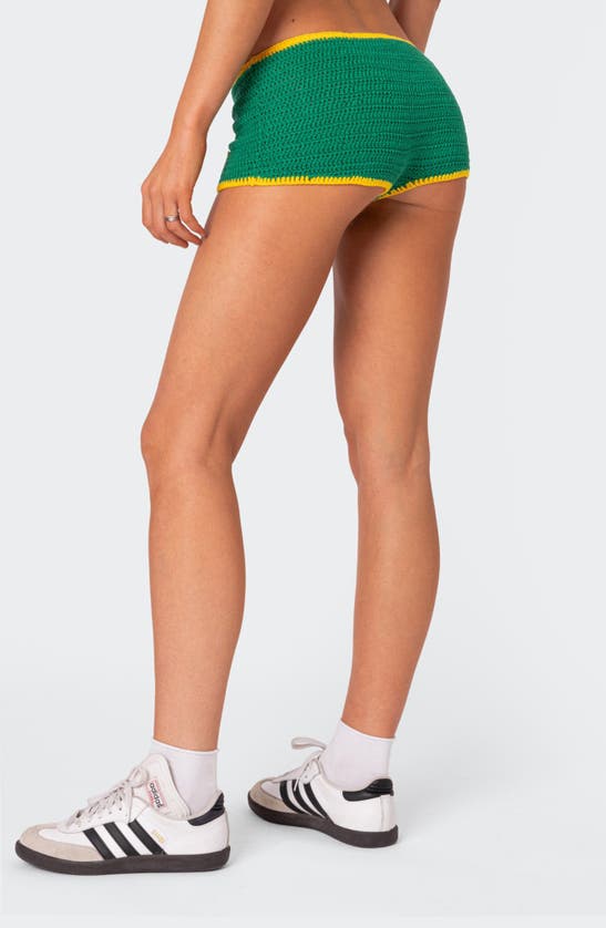 Shop Edikted Brasil Knit Cover-up Shorts In Green