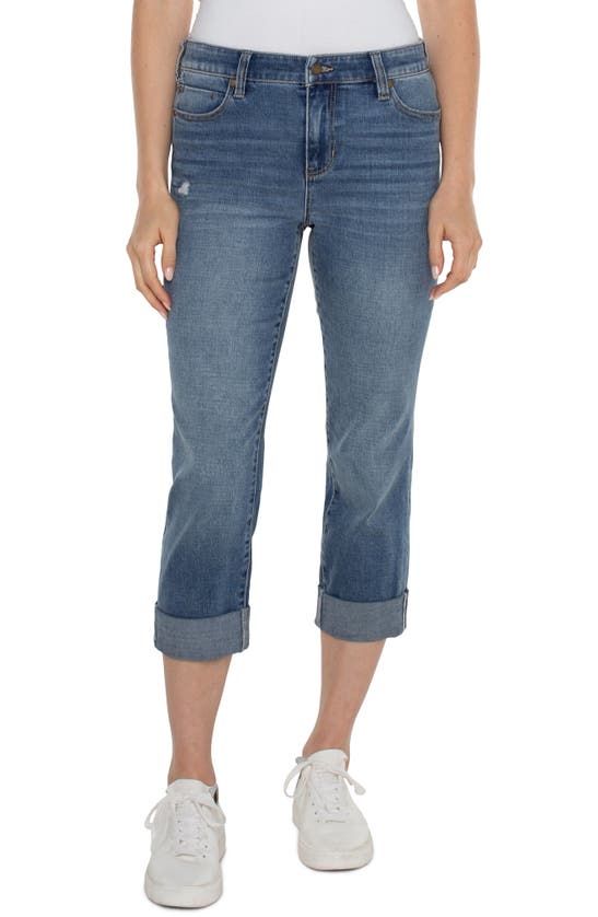 Liverpool Los Angeles Charlie Mid Rise Cuffed Crop Slim Jeans In Pactola