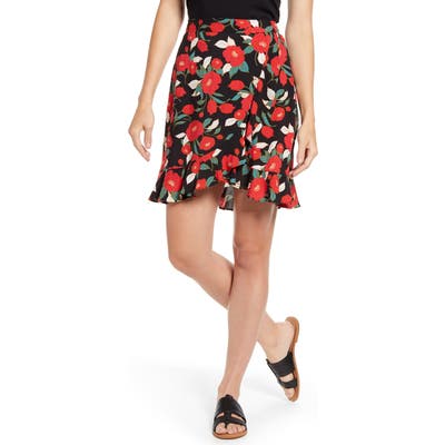 Petite Gibson X Hot Summer Nights Two Peas Ruffle Faux Wrap Skirt, Red (Regular & Petite) (Nordstrom Exclusive)