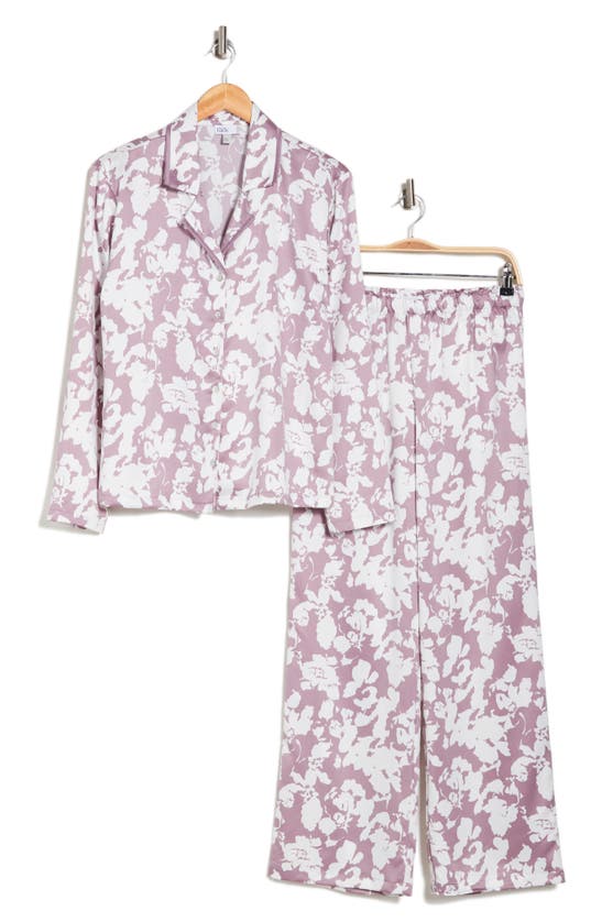 Shop Nordstrom Rack Classic Satin Pajama 2-piece Set In Purple Peace Camo Floral