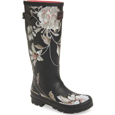 Joules Print Welly Waterproof Rain Boot, Grey
