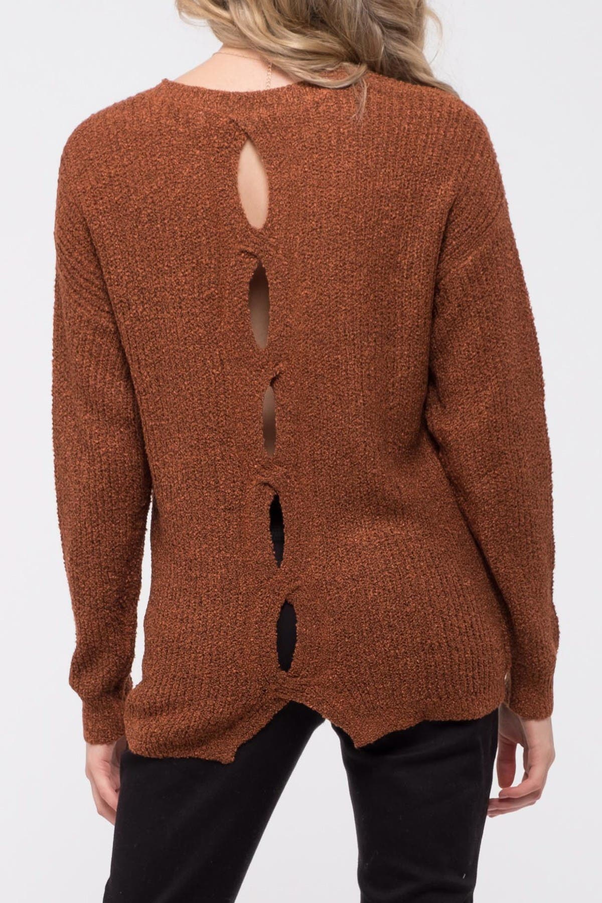 Blu Pepper Back Keyhole Cutout Knit Sweater Nordstrom Rack