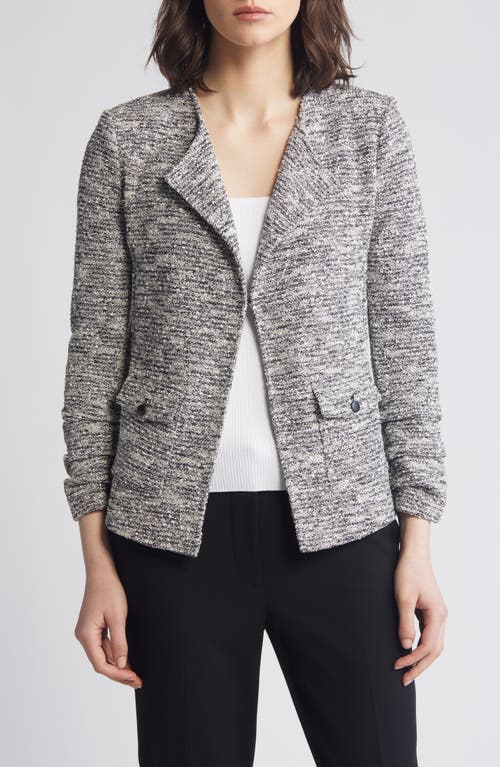 Shop Nic + Zoe Nic+zoe Bouclé Knit Jacket In Black Mix