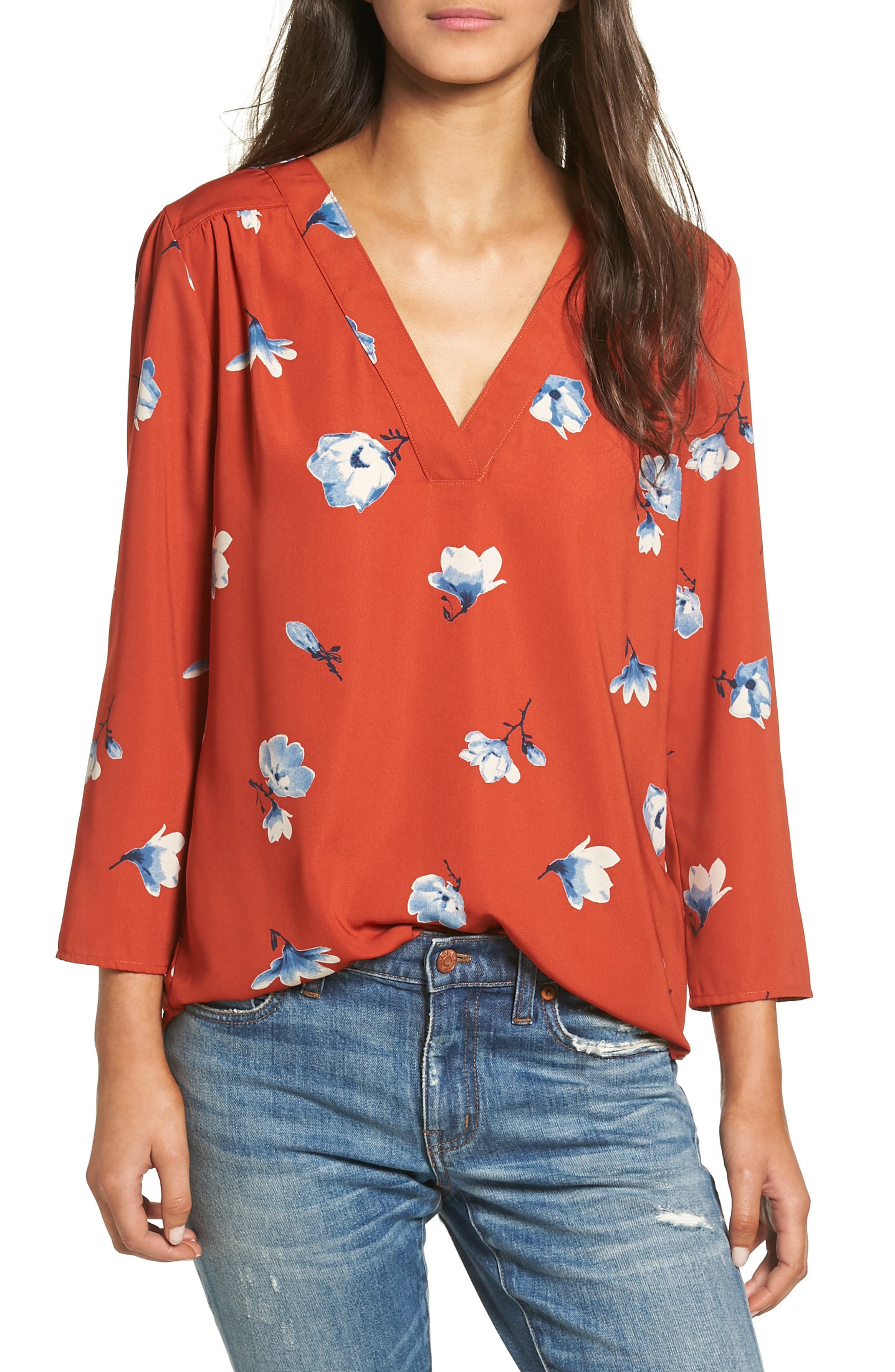 Hinge Print V-Neck Top | Nordstrom