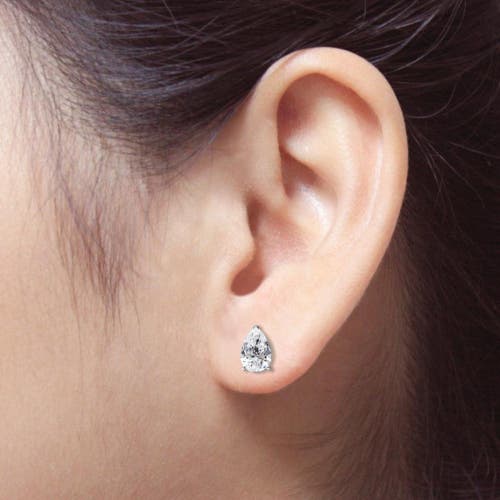 Bliss Diamond 2 Ct Lab Grown Pear Shape Diamond Studs 14k White Gold Earrings In 14k White Gold