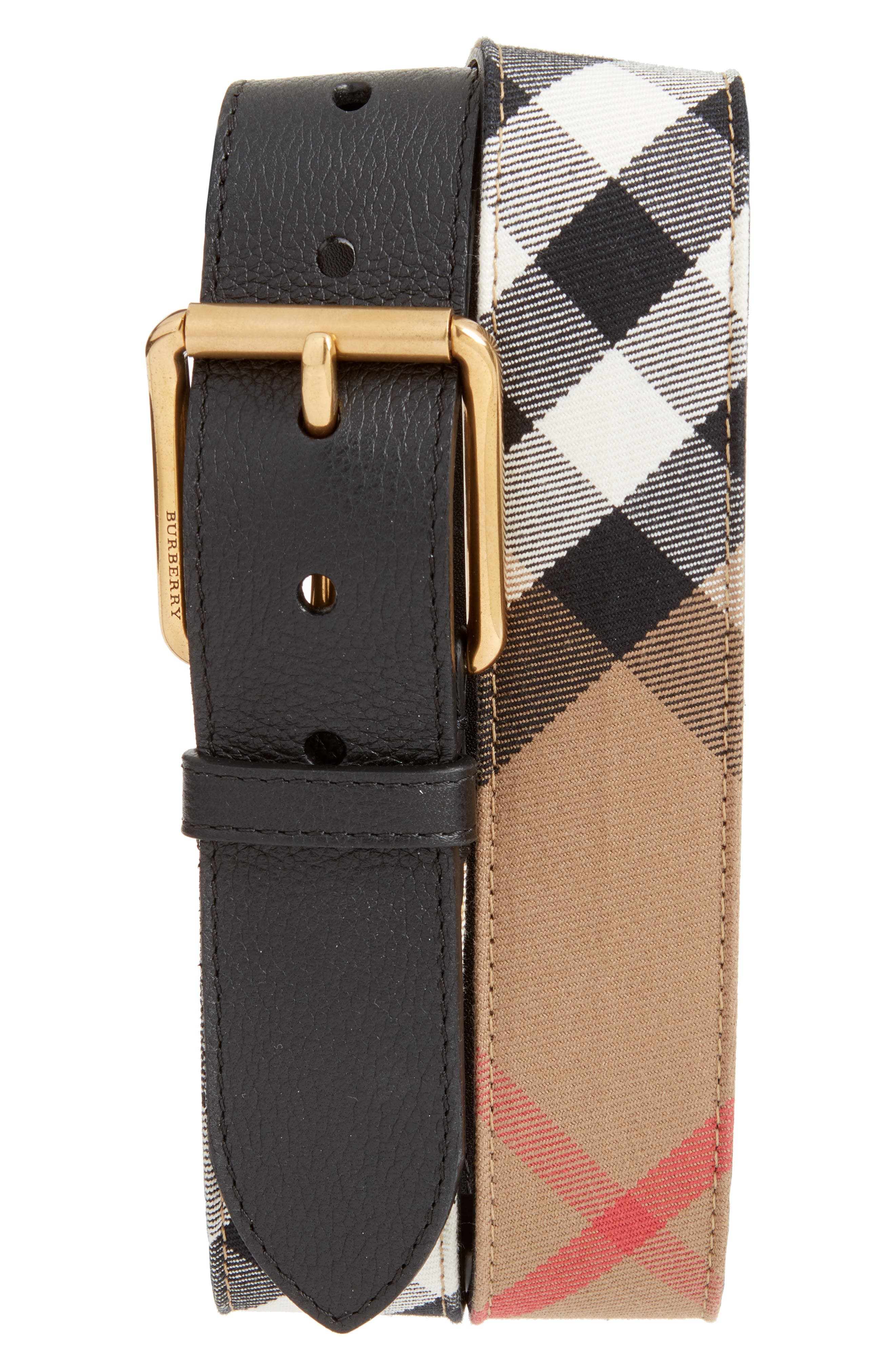 burberry house check and leather belt