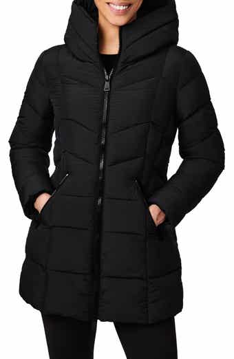 Esprit quilted coat with hood in black - ShopStyle
