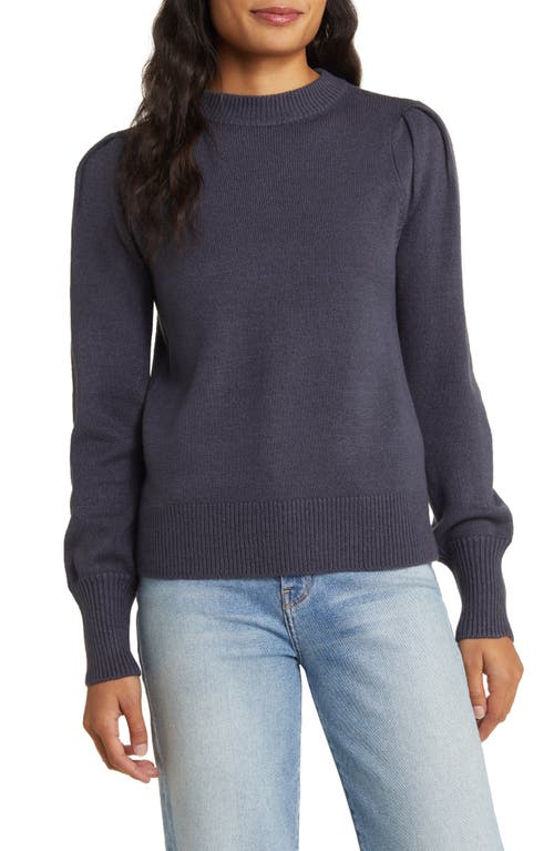 caslon(r) Puff Sleeve Sweater in Navy Charcoal