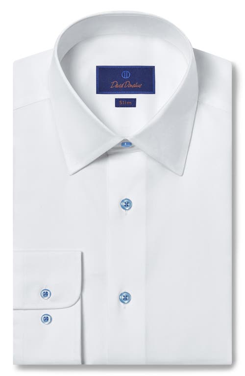 David Donahue Super Fine Twill Slim Fit Dress Shirt In White