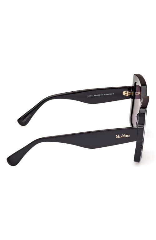 Shop Max Mara Ernest 56mm Square Sunglasses In Shiny Black/smoke