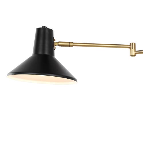 Jonathan Y Hygge Swing Arm 1-light Modern Midcentury Iron Usb Charging Port Led Sconce In Black