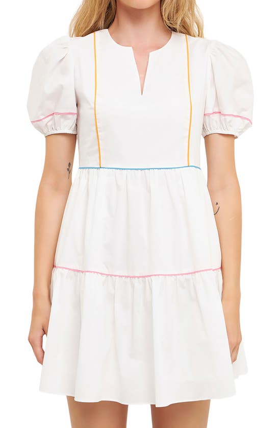 Shop English Factory Tiered Cotton Dress In Ivory