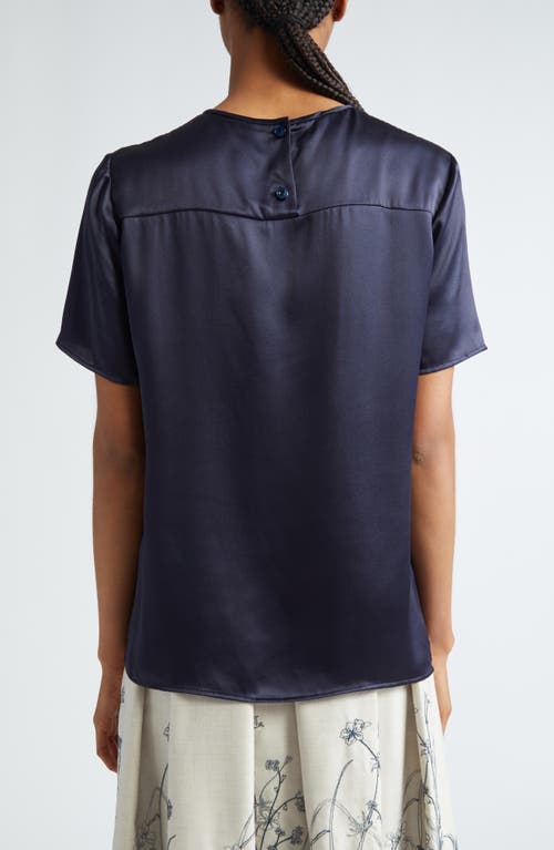 Eleventy Crewneck Silk Shirt In Navy