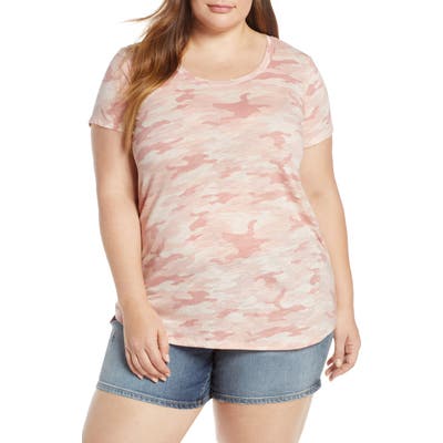 Plus Size Vince Camuto Scoop Neck Camo Tee, Pink